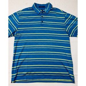 Nike Tiger Woods Collection Golf Polo Shirt Blue Lime Green Striped Mens Large
